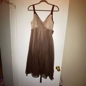 Zara Basic Brown/Beige Chiffon Dress